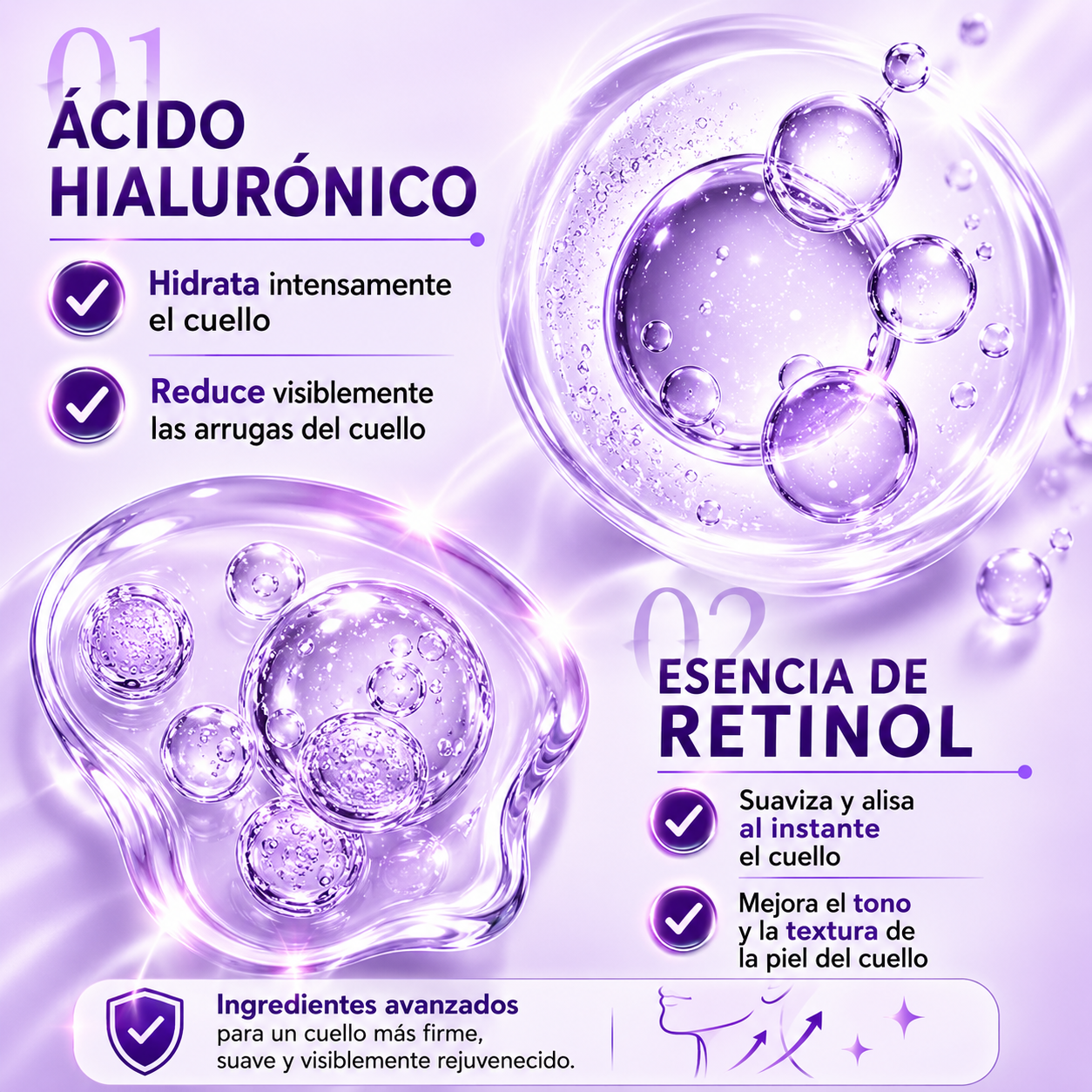 Crema de masaje para el cuello con rodillo 🧴 Colágeno y ácido hialurónico | Reafirma el cuello, reduce las arrugas y la papada